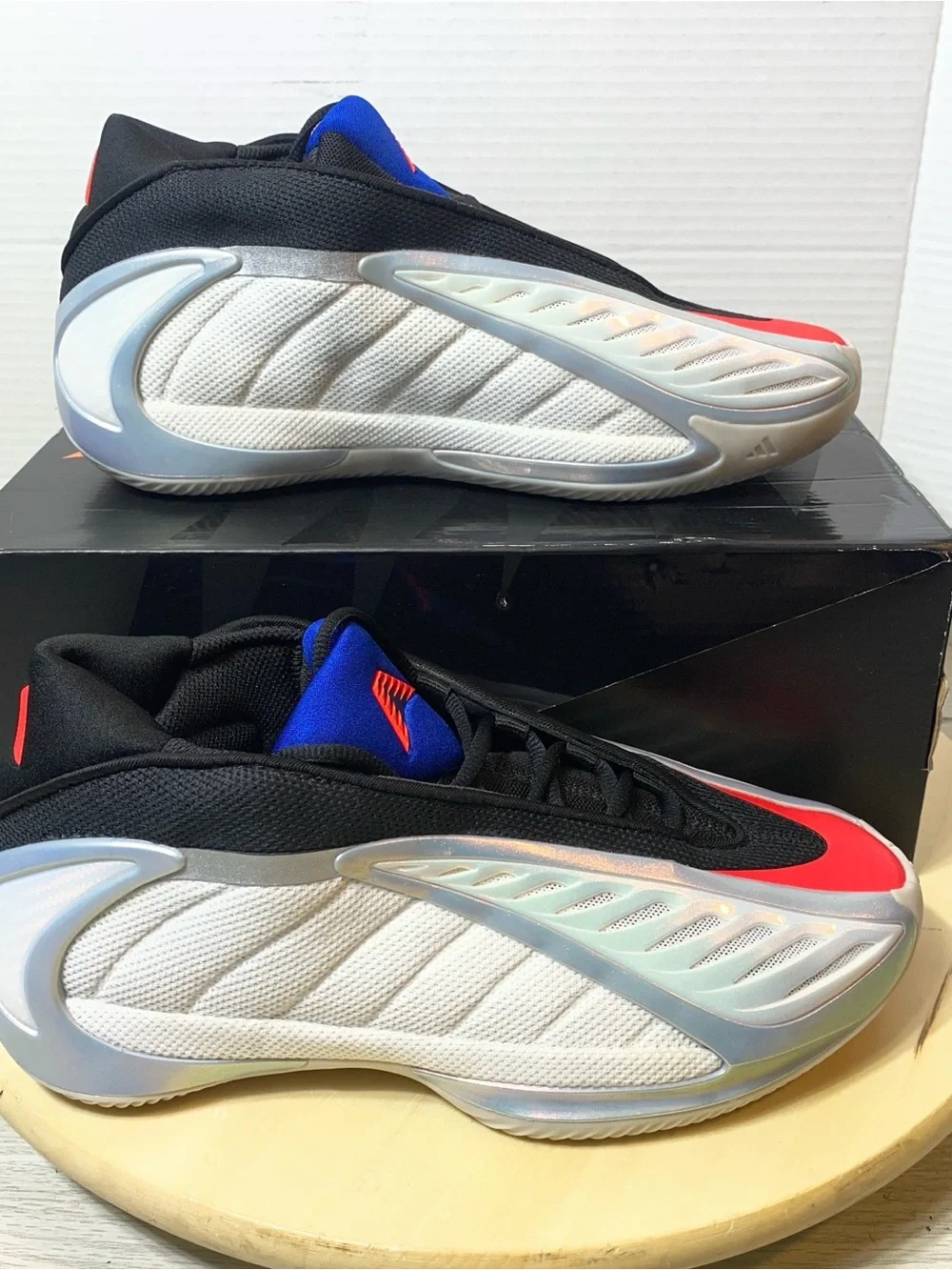 Adidas AE 1 Low Anthony Edwards White Scarlet Blue Basketball Shoes Men's Size 6